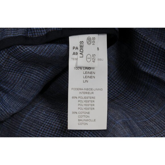 Fabiana Filippi Womens Plaid Pants Small IT 42 Blue Linen Drawstring Trousers - Picture 10 of 12